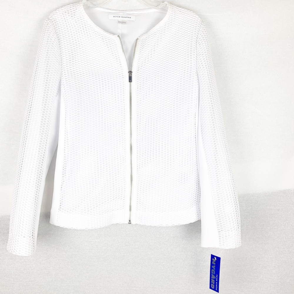 Peter Nygard White Zippered Size 8 Jacket